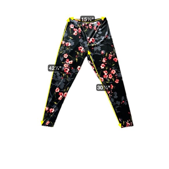 The Pyramid Collection Floral Velvet Leggings Black Multi Sz XL Boho Whimsigoth - Picture 7 of 8